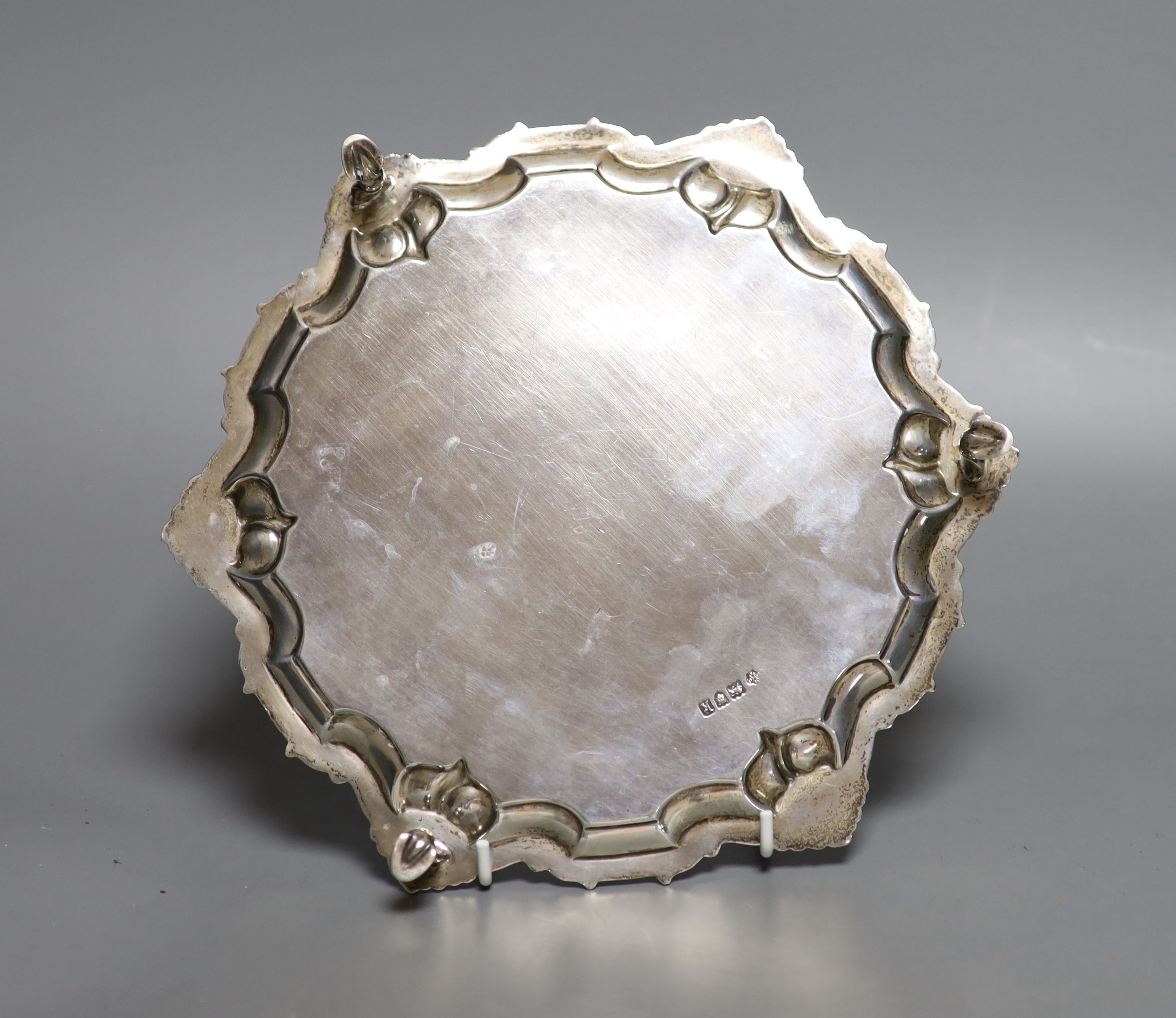 An Edwardian silver waiter, by William Hutton & Sons, London, 1905, 24.2cm, 14.5oz.
